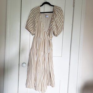 Old Navy Waist-Defined Striped Tie-Belt Wrap Dress